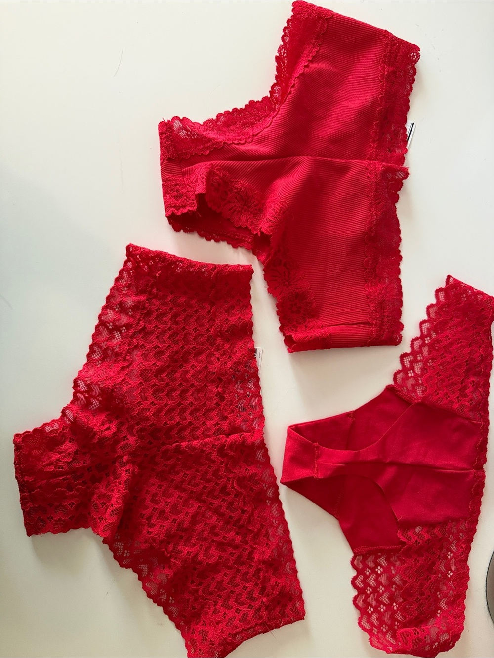 PINK Victoria's Secret |Red Lace Panty Bundle | - Picture 2 of 3